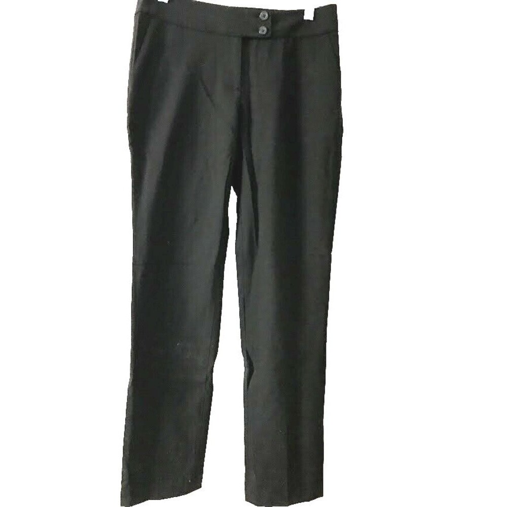NWOT LANDS' END Women's 2 Petite Black Washable Wool Straight Leg Modern Pants